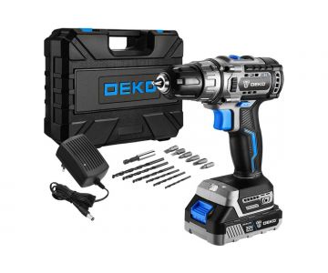 Дрель-шуруповерт Deko Sharker 20V в кейсе