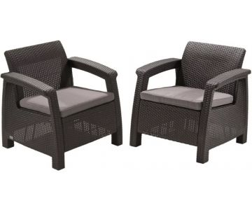 Набор уличной мебели (2 кресла) Keter Corfu II Duo, коричневый (223194)