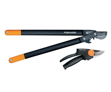 Сучкорез плоскостной L78 большой + Секатор плоскостной средний PowerGear Fiskars (комплект) (112595)
