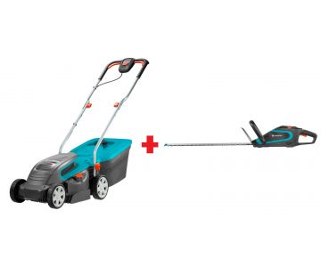 Газонокосилка аккумуляторная Gardena PowerMax Li-40/32, Ножницы для живой изгороди аккумуляторные Gardena PowerCut Li-40/60