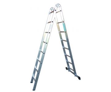 Лестница двухсекционная TOR 1013317 алюминиевая шарнирная 2х8