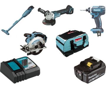 Набор инструмента Makita (Пылесос Makita DCL180Z + Углошлифмашина DGA504Z + Пила дисковая DSS610Z + Шуруповерт DTD152Z) (143119038464)