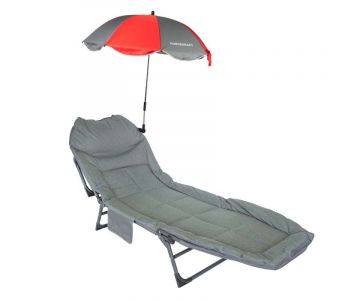 Шезлонг с зонтиком ForceKraft FK-FG-HY-8008BL-Z Gray