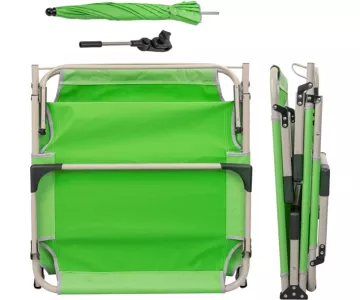 Шезлонг складной с подголовником+зонтик ISMA-FG-HY-8007Z