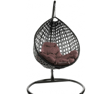 Кресло подвесное M-Group Капля Люкс (коричневый ротанг/коричневая подушка)