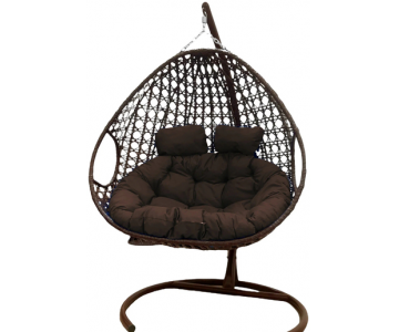 Кресло подвесное M-Group для двоих (коричневый ротанг/коричневая подушка)