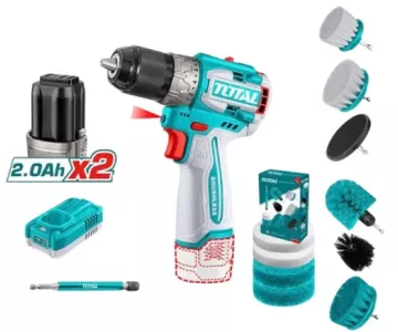 Дрель-шуруповерт с набором щеток TOTAL TOSLI240786