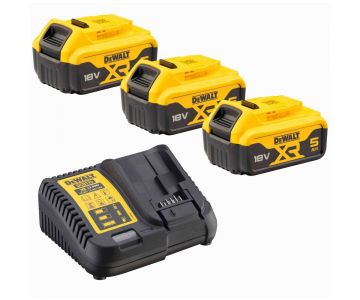 Набор DeWalt DCB115P3: зарядное устройство DCB115 (12V/18V), аккумуляторы DCB184 (3*5.0Аh)