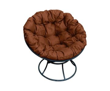 Кресло УралСпецМаш Папасан без ротанга (черное, коричневая подушка)