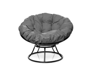 Кресло УралСпецМаш Папасан без ротанга (черное, серая подушка)