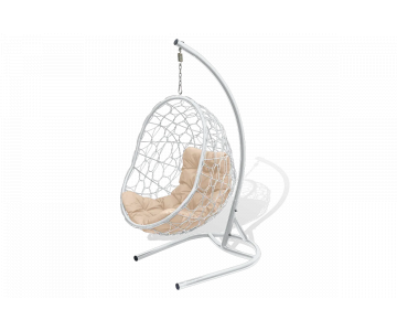 Кресло-кокон УралСпецМаш Риторика Овалис (белое, бежевая подушка)