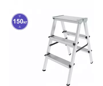 Стремянка алюминиевая двухсторонняя Новая высота 3 ступеней 1120203