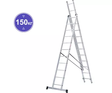 Лестница алюминиевая трехсекционная Новая высота 11 ступеней 1230311