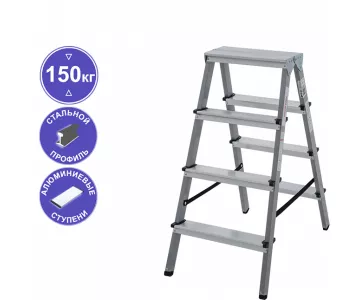 Стремянка двухсторонняя комбинированная Новая Высота 4 ступеней 1140204