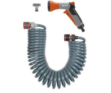 Шланг спиральный 10 м для террас Gardena с фитингами для подключения и наконечником для полива (18424-20)