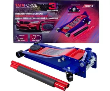 Домкрат подкатной гидравлический низкопрофильный двухпоршневой Yataforce YF-T830018