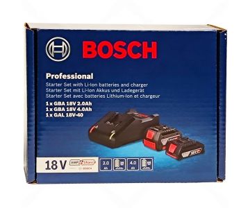 Набор Bosch: аккумуляторы GBA 18V 2.0 Ah+GBA 18V 4.0 Ah+зарядное GAL 18V-40 (1.600.A01.ZS9)