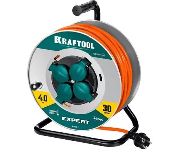 Удлинитель силовой на стальной катушке Kraftool EXPERT (55089-30)