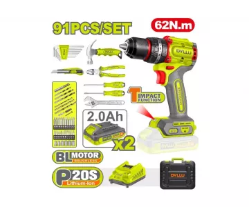 Дрель-шуруповерт ударная с набором инструмента DYLLU DTDT4B91