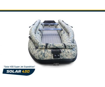 Лодка надувная моторная Solar-430 Super Jet Tunnel Expedition пиксель