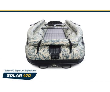 Лодка надувная моторная Solar-470 Caravan Super Jet Tunnel Expedition пиксель