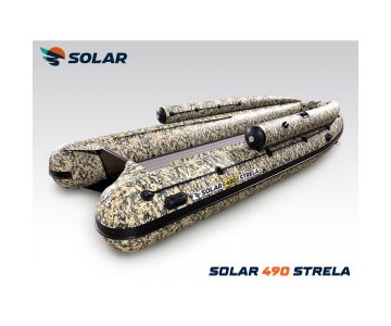 Лодка надувная моторная Solar-490 Strela Jet Tunnel с фальшбортом пиксель