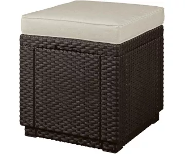 Пуф садовый с подушкой Keter Cube (коричневый)