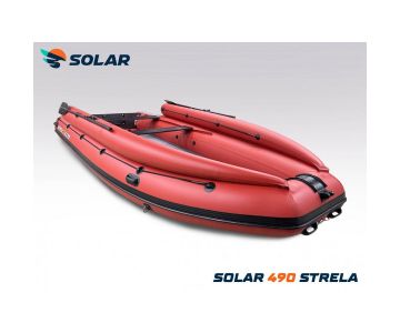 Лодка надувная моторная Solar-490 Strela Jet Tunnel с фальшбортом красный