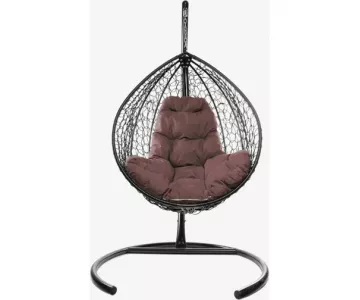 Кресло подвесное M-Group Капля складное (коричневый ротанг/коричневая подушка)