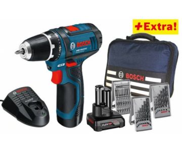 Дрель-шуруповерт Bosch GSR 12V-15 Professional 0615990G6L + сумка и наборы сверл и бит (0615990G6L)