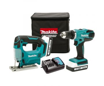 Набор аккумуляторных инструментов Makita DK 18298X1(шуруповерт DF457DWE + лобзик JV183DWE)