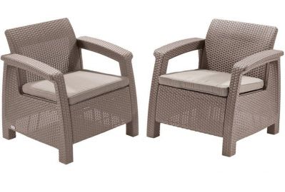 Набор уличной мебели (2 кресла) Keter Corfu II Duo 227643 (капучино)