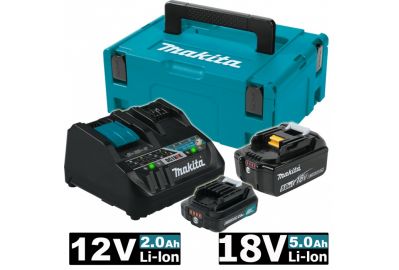 Набор аккумуляторов для электроинструмента Makita BL1021B + BL1850B с зарядным DC18RE (199024-2)