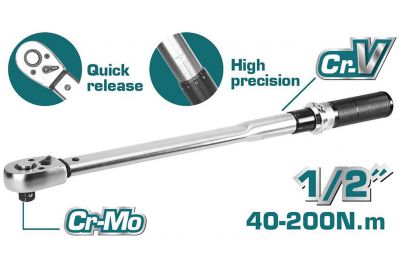 Динамометрический ключ 1/2 " TOTAL THPTW200N2