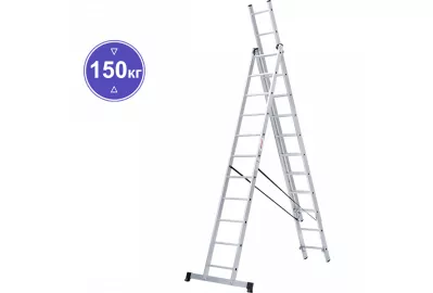 Лестница алюминиевая трехсекционная Новая высота 11 ступеней 1230311