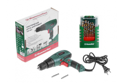 Дрель-шуруповерт Hammer + набор сверел DRL400A+202-908 (11386)