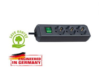 Удлинитель Brennenstuhl Eco-Line 5 м, 3 розетки, черый с заземляющим контактом