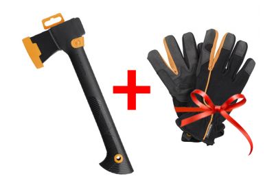 Топор универсальный Fiskars Solid + перчатки садовые