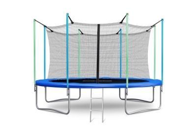 Батут Atlas Sport 374 см (12 ft) с внутренней сеткой и лестницей blue